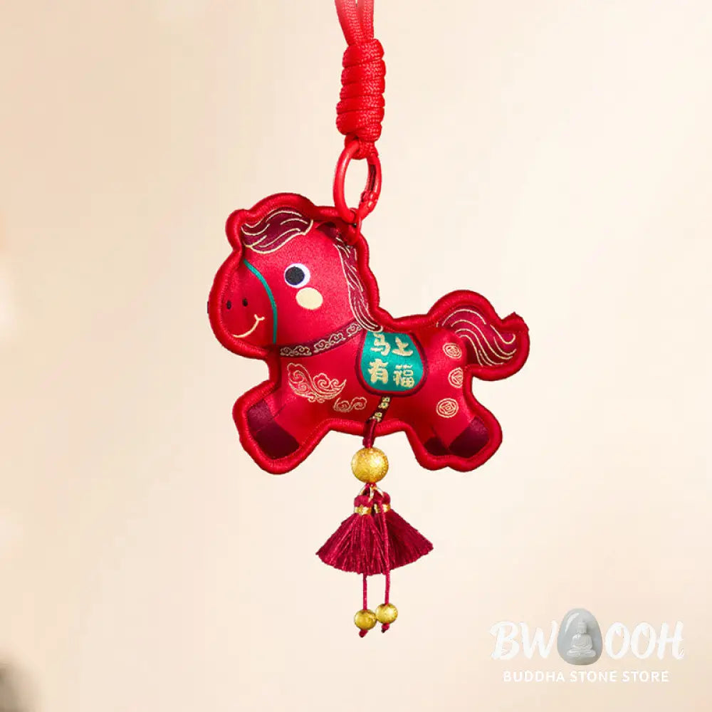 Buddha Stones Year Of The Horse Various Color Embroidery Tassel Prosperity Key Chain - Hanging Decoration