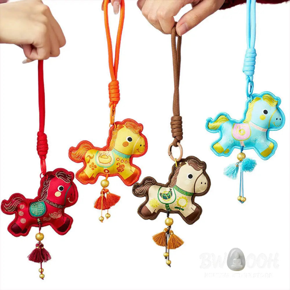 Buddha Stones Year Of The Horse Various Color Embroidery Tassel Prosperity Key Chain - Hanging Decoration