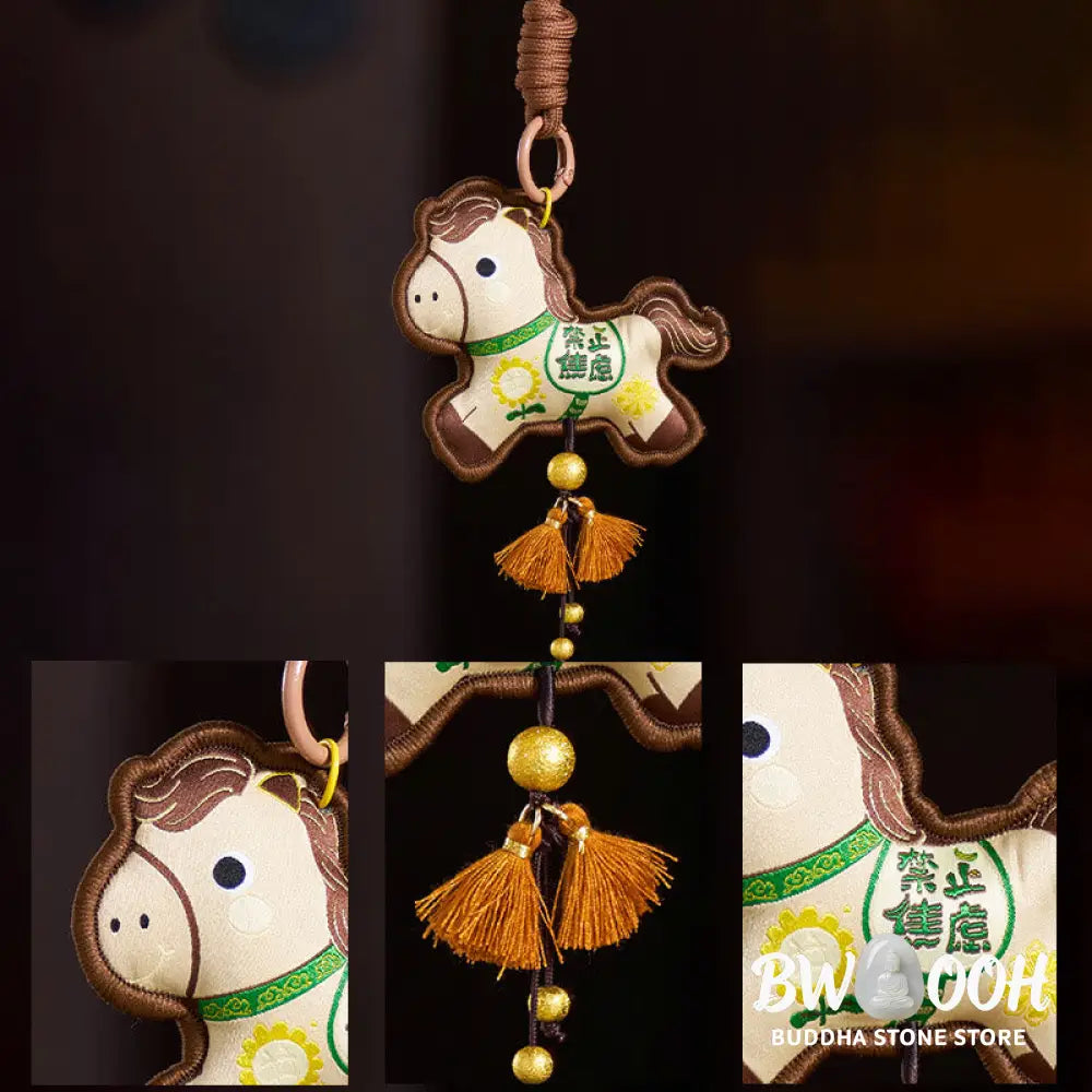 Buddha Stones Year Of The Horse Various Color Embroidery Tassel Prosperity Key Chain - Hanging Decoration
