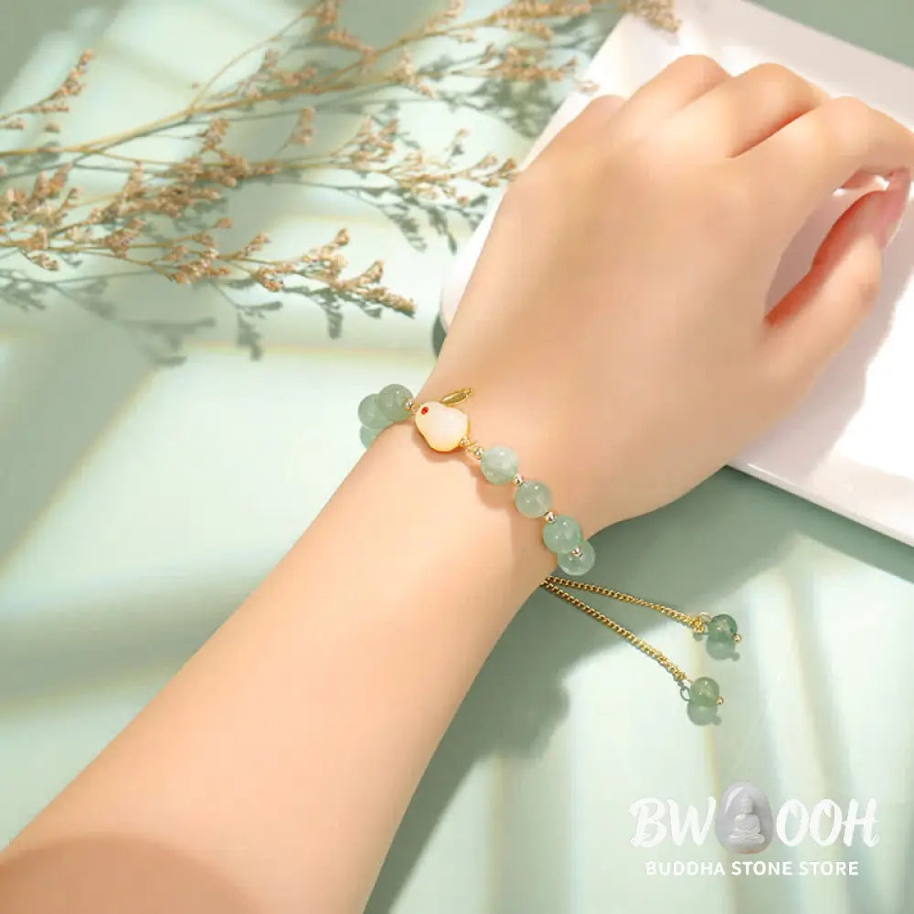 Buddha Stones Year of the Rabbit Natural Green Aventurine Luck Bead Bracelet - BWOOOH - Bracelet