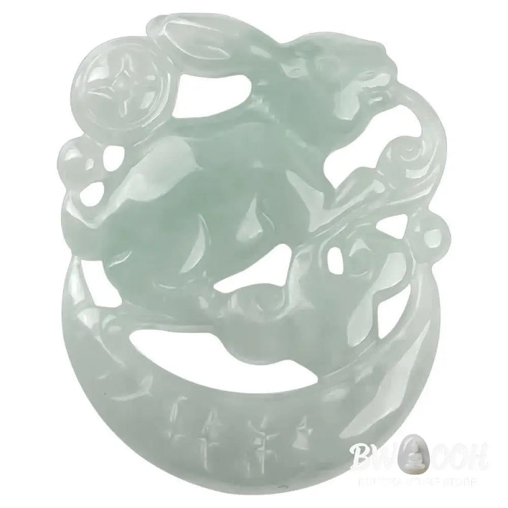 BWOOOH Year of the Rabbit White Jade Crescent Moon Protection Necklace Pendant, 50cm, unisex. Delicately carved white jade crescent moon (32.5x25x4.5mm) with elegant symbolism for luck and spiritual protection, ideal for Benmingnian. - View 8