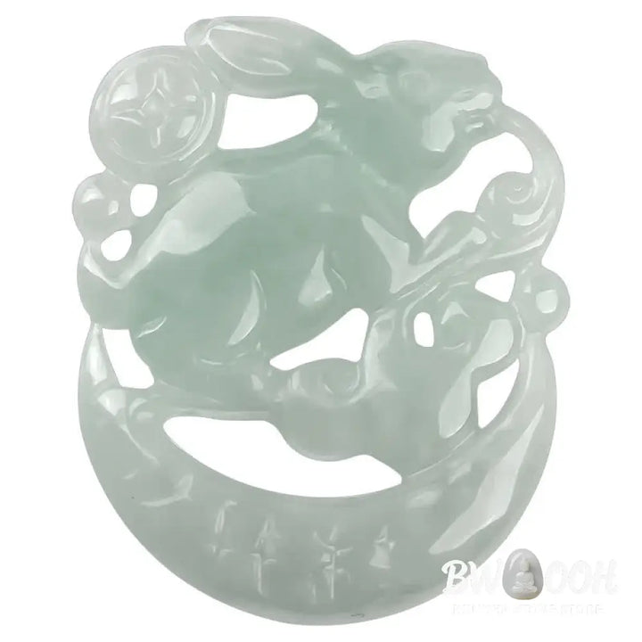 BWOOOH Year of the Rabbit White Jade Crescent Moon Protection Necklace Pendant, 50cm, unisex. Delicately carved white jade crescent moon (32.5x25x4.5mm) with elegant symbolism for luck and spiritual protection, ideal for Benmingnian. - View 8