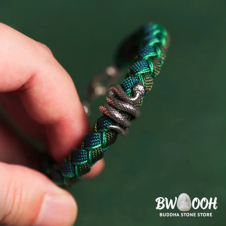 Buddha Stones Year of the Snake 999 Sterling Silver String Protection Braided Bracelet - BWOOOH - Bracelet