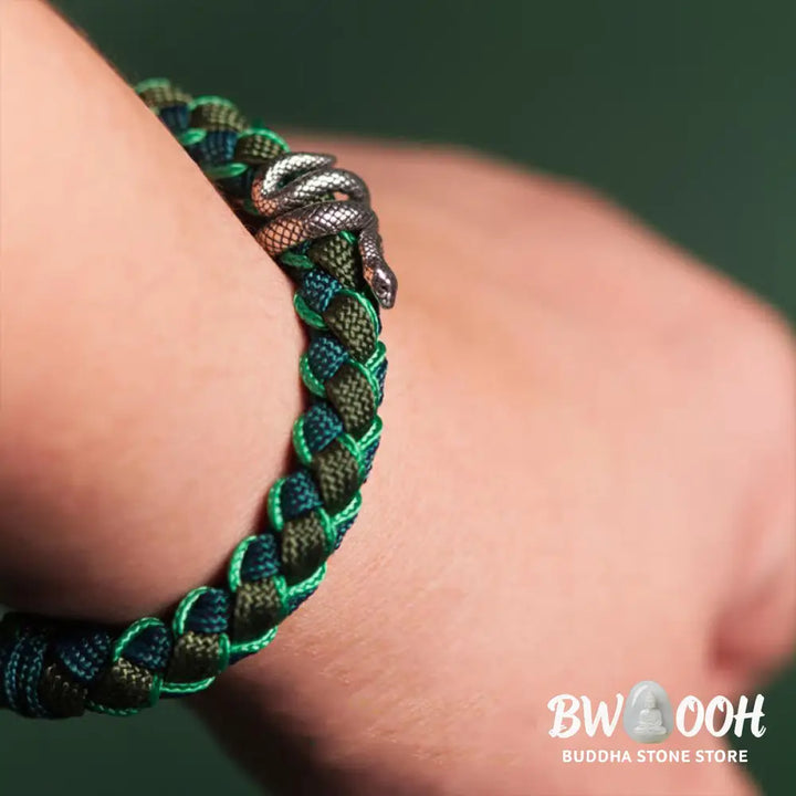 Buddha Stones Year of the Snake 999 Sterling Silver String Protection Braided Bracelet - BWOOOH - Bracelet
