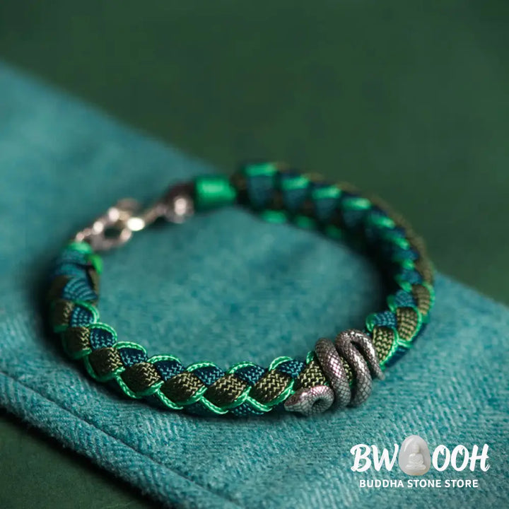 Buddha Stones Year of the Snake 999 Sterling Silver String Protection Braided Bracelet - BWOOOH - Bracelet