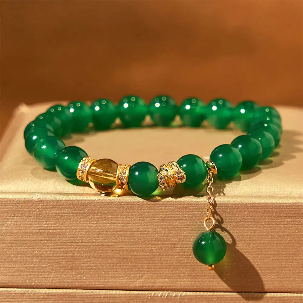 BWOOOH Year of the Snake Green Agate Citrine Power Bracelet - Green Agate(Wrist Circumference 14-17cm) - Bracelet