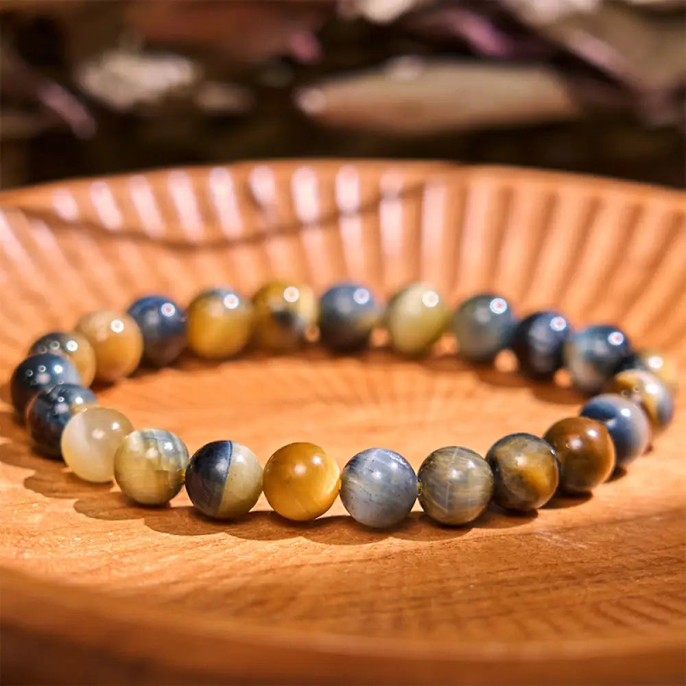 BWOOOH Yellow Blue Tiger Eye Courage Bracelet - BWOOOH - Yellow-Blue Tiger Eye Stone(Wrist Circumference: