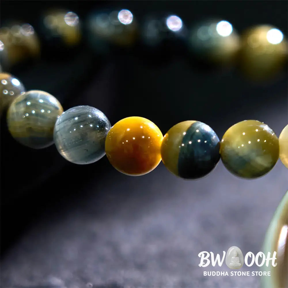 Buddha Stones Yellow Blue Tiger Eye Courage Bracelet - BWOOOH - Yellow-Blue Tiger Eye Stone(Wrist Circumference: