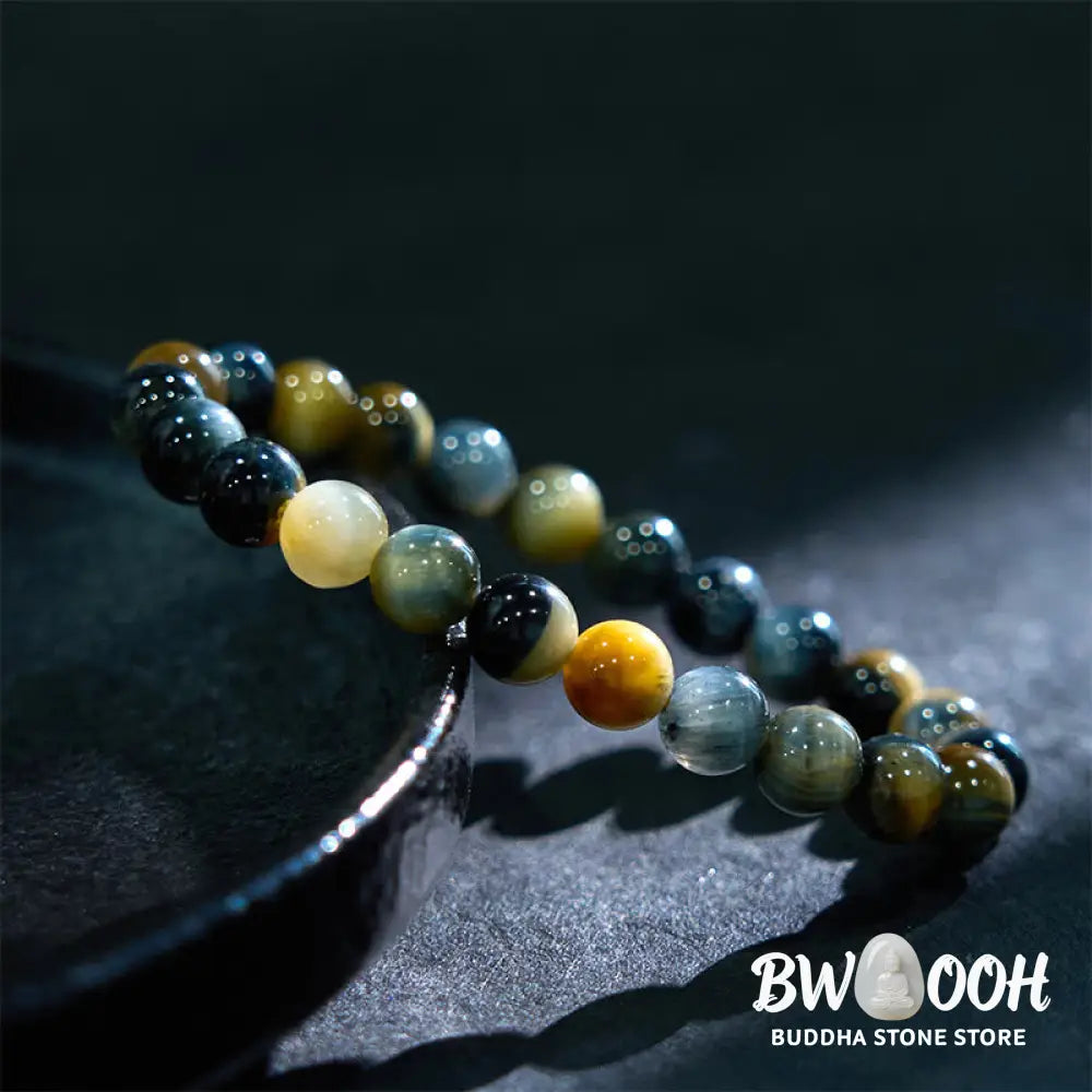 Buddha Stones Yellow Blue Tiger Eye Courage Bracelet - BWOOOH - Yellow-Blue Tiger Eye Stone(Wrist Circumference: