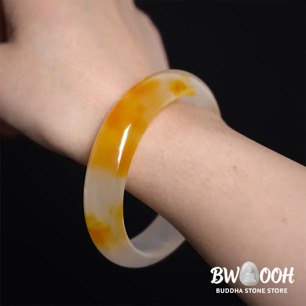Buddha Stones Yellow Chalcedony Harmony Positivity Bracelet Bangle - BWOOOH - Bracelet Bangle
