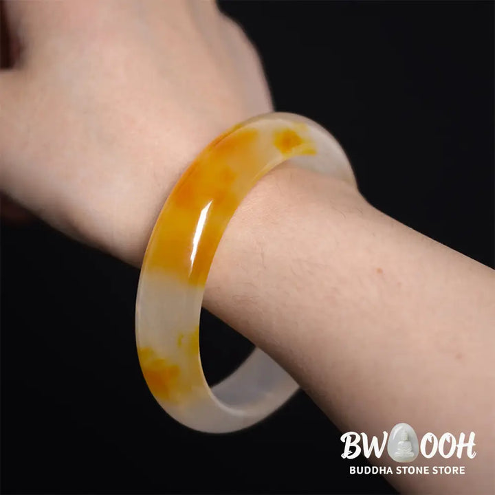 Buddha Stones Yellow Chalcedony Harmony Positivity Bracelet Bangle - BWOOOH - Bracelet Bangle