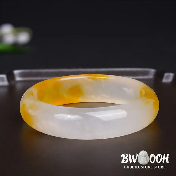 Buddha Stones Yellow Chalcedony Harmony Positivity Bracelet Bangle - BWOOOH - Bracelet Bangle