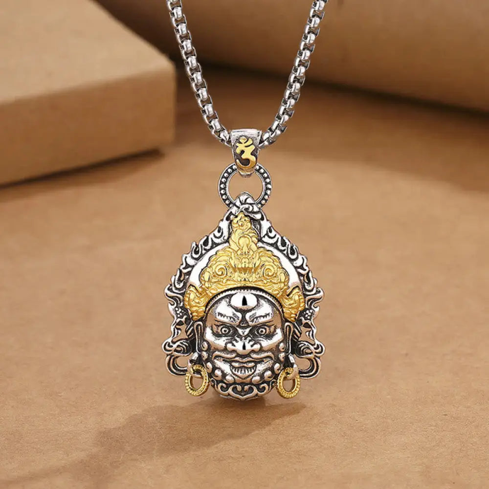 Buddha Stones Yellow God of Wealth Amulet Copper Luck Necklace Pendant - BWOOOH - Yellow God Of Wealth&amp;Chain