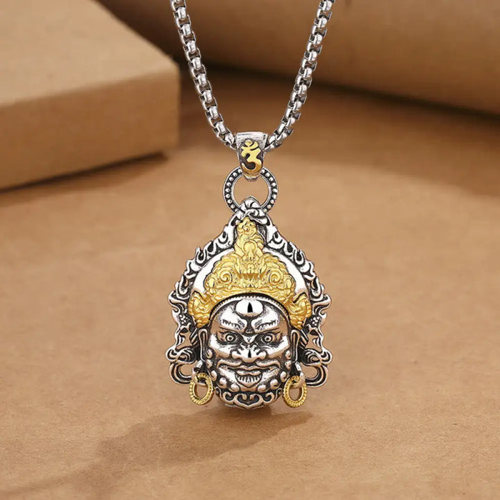 Buddha Stones Yellow God of Wealth Amulet Copper Luck Necklace Pendant - BWOOOH - Yellow God Of Wealth&amp;Chain
