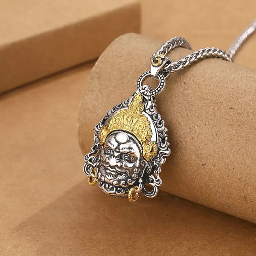 BWOOOH Yellow God of Wealth Amulet Copper Luck Necklace Pendant