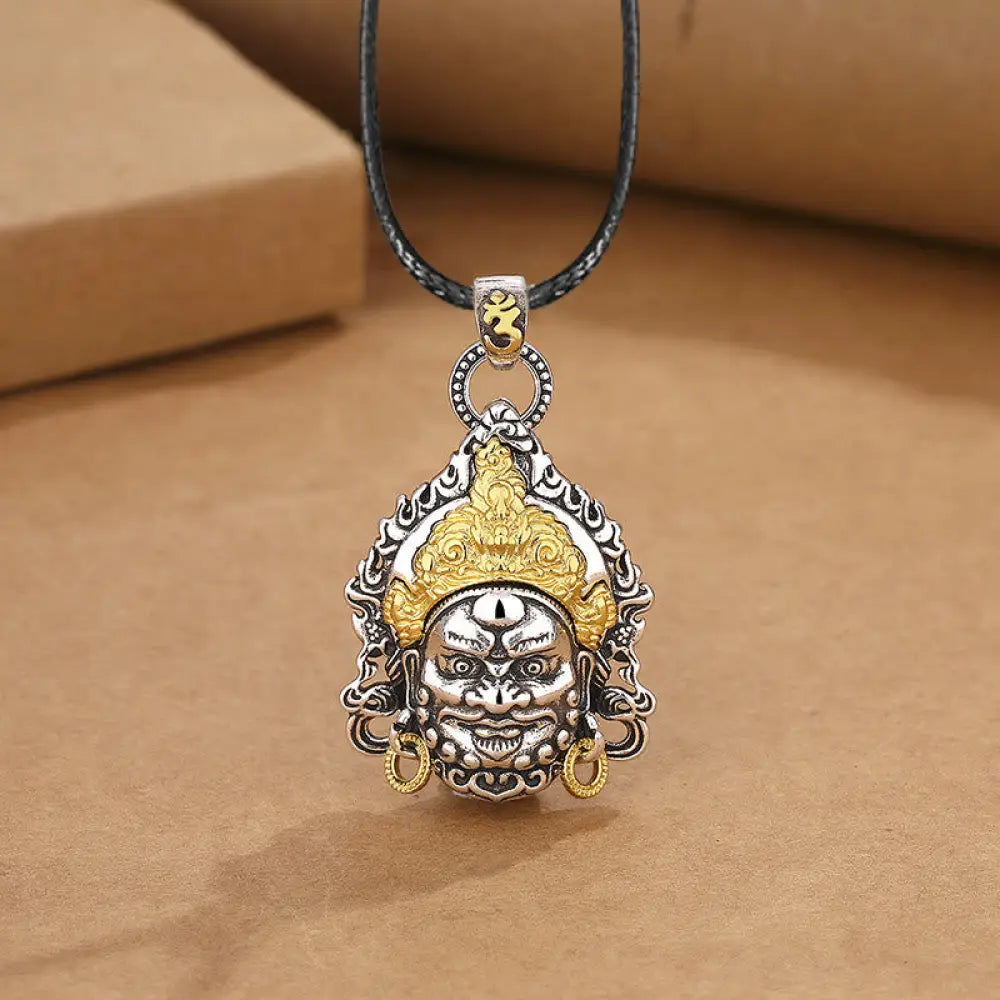 Buddha Stones Yellow God of Wealth Amulet Copper Luck Necklace Pendant - BWOOOH - Yellow God Of Wealth Necklace&amp;Leather