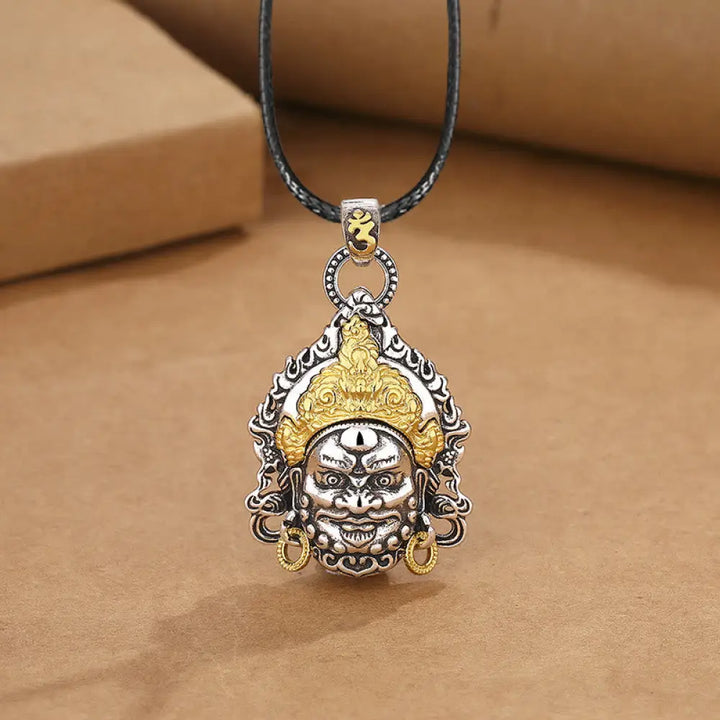 Buddha Stones Yellow God of Wealth Amulet Copper Luck Necklace Pendant - BWOOOH - Yellow God Of Wealth Necklace&amp;Leather