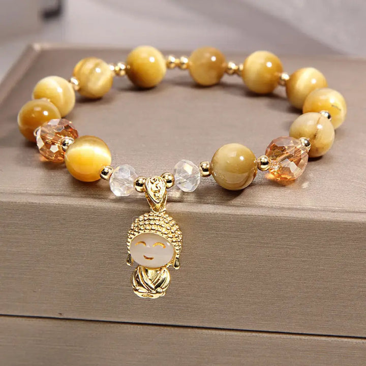 BWOOOH Yellow Tiger Eye Meditation Buddha Protection Bracelet - BWOOOH - Tiger Eye(Wrist Circumference 14-17cm)