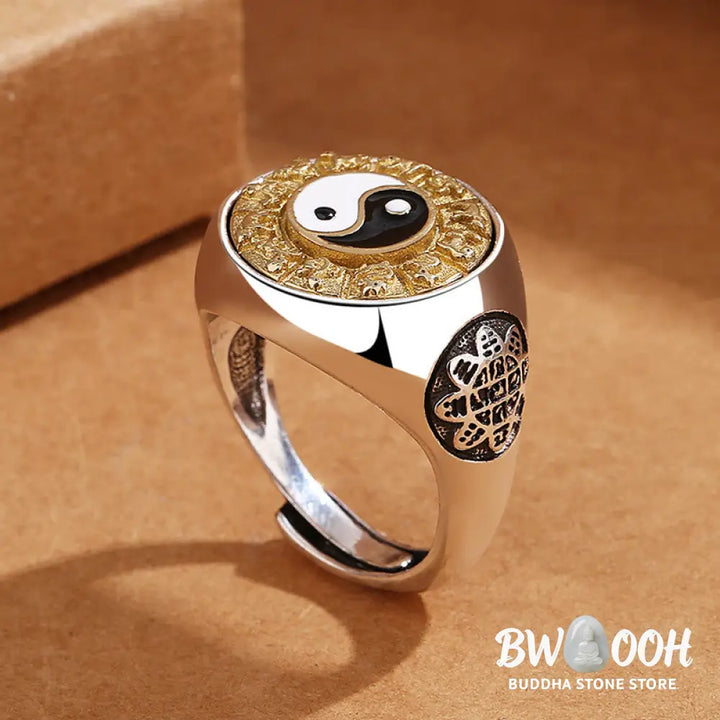 Buddha Stones Yin Yang Chinese Zodiac Copper Wealth Adjustable Ring - Yin Yang(Adjustable) - Ring