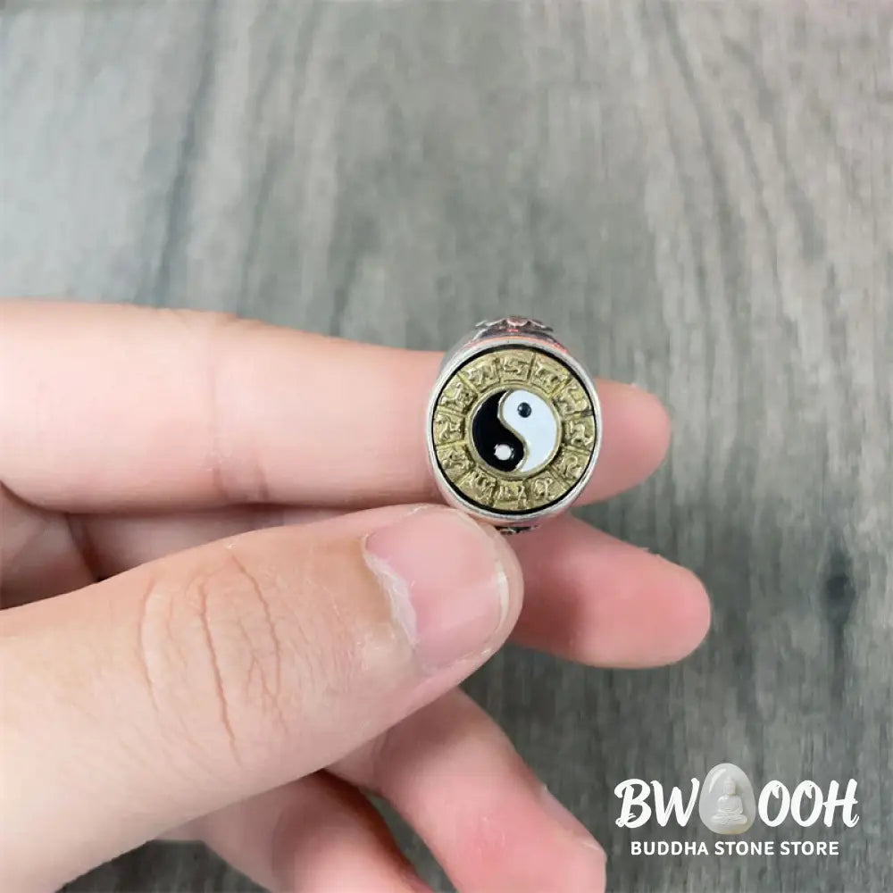 Buddha Stones Yin Yang Chinese Zodiac Copper Wealth Adjustable Ring - Yin Yang(Adjustable) - Ring