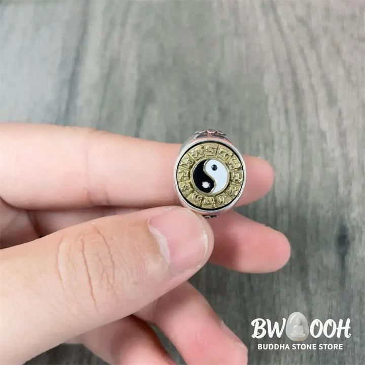Buddha Stones Yin Yang Chinese Zodiac Copper Wealth Adjustable Ring - Yin Yang(Adjustable) - Ring