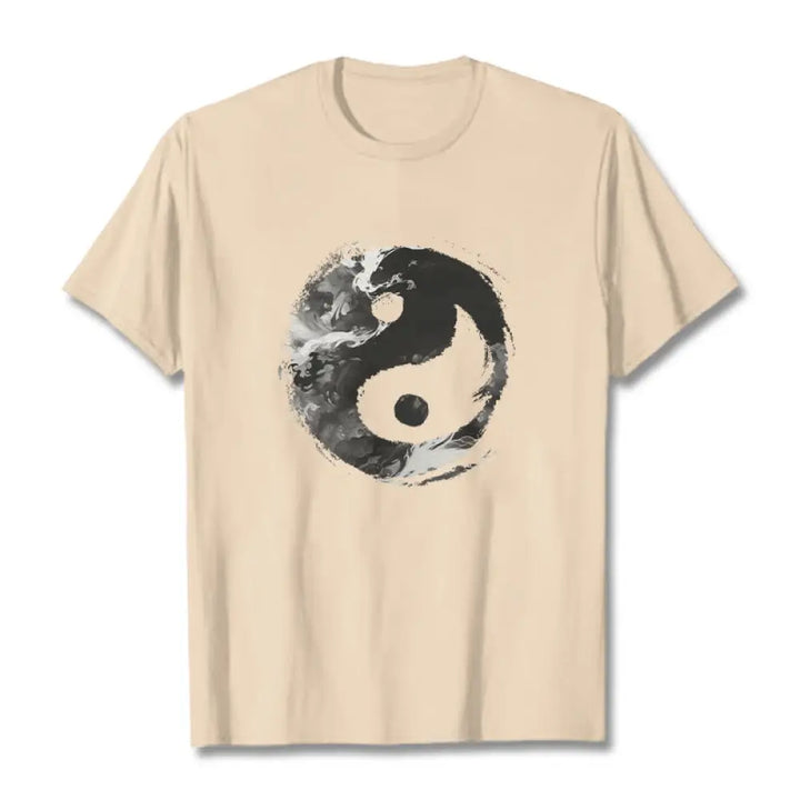 Buddha Stones Yin Yang Cotton Tee T-shirt - Bisque / S - T-Shirts