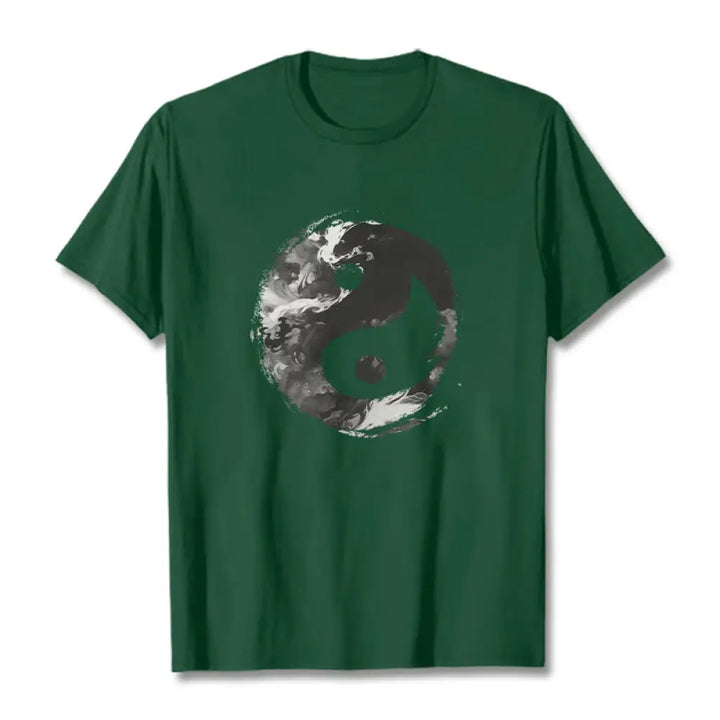 Buddha Stones Yin Yang Cotton Tee T-shirt - ForestGreen / S - T-Shirts
