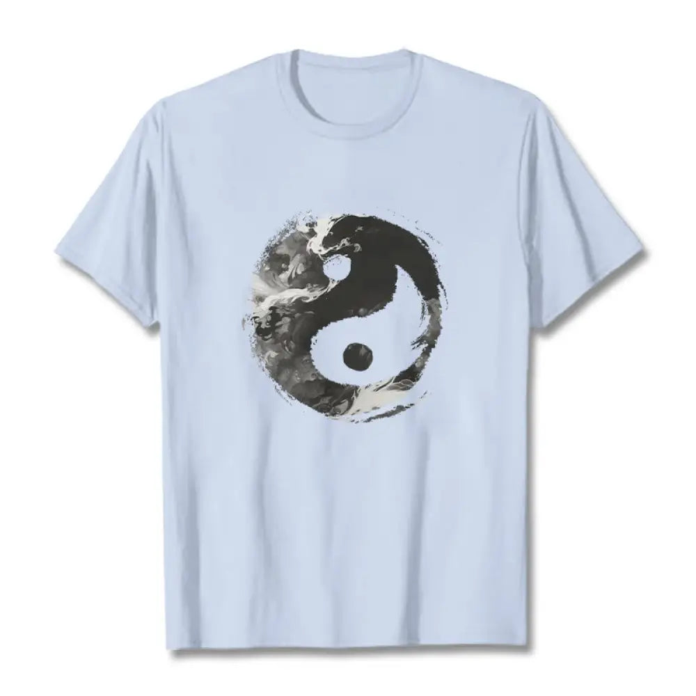 Buddha Stones Yin Yang Cotton Tee T-shirt - LightCyan / S - T-Shirts