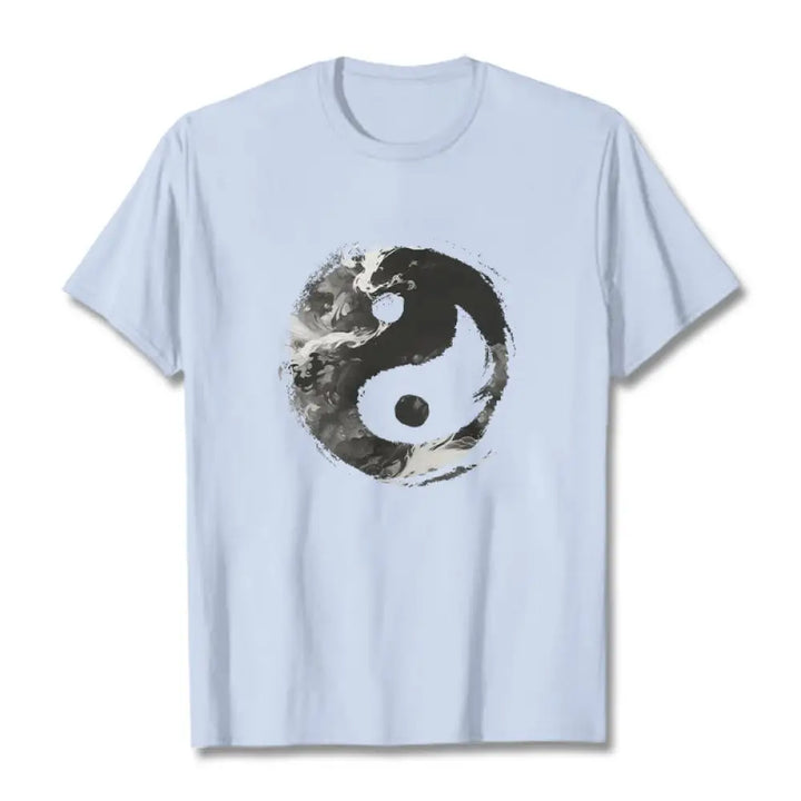Buddha Stones Yin Yang Cotton Tee T-shirt - LightCyan / S - T-Shirts