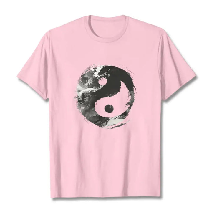 Buddha Stones Yin Yang Cotton Tee T-shirt - LightPink / S - T-Shirts