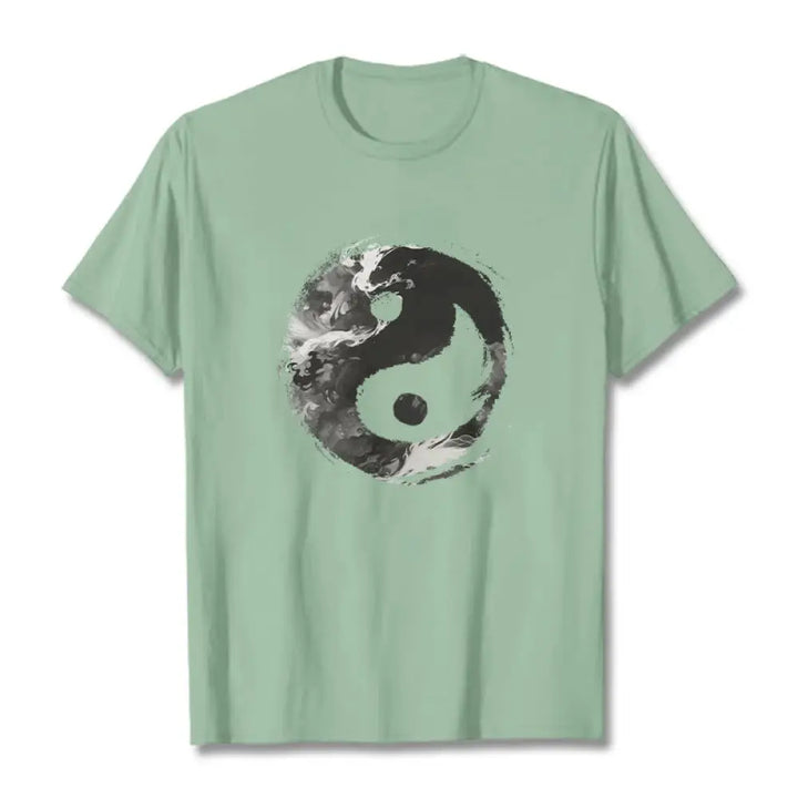 Buddha Stones Yin Yang Cotton Tee T-shirt - PaleGreen / S - T-Shirts