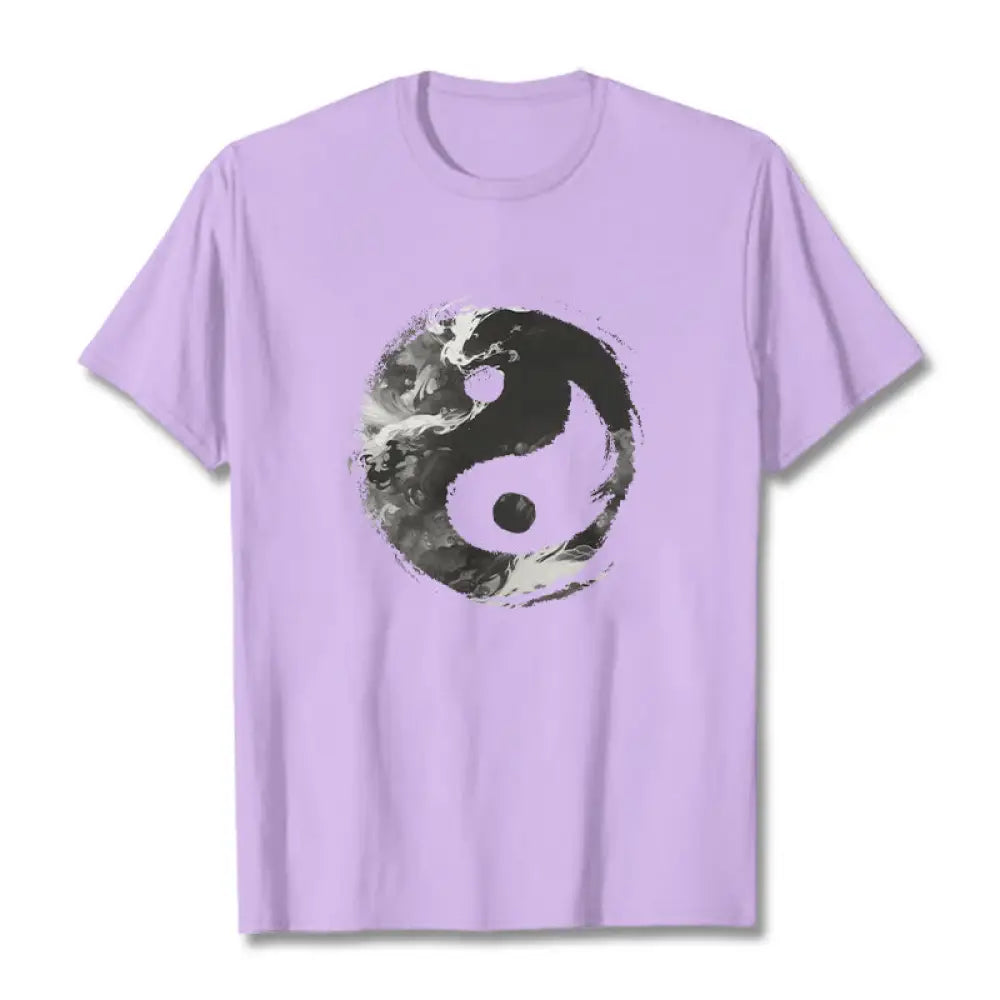 Buddha Stones Yin Yang Cotton Tee T-shirt - Plum / S - T-Shirts