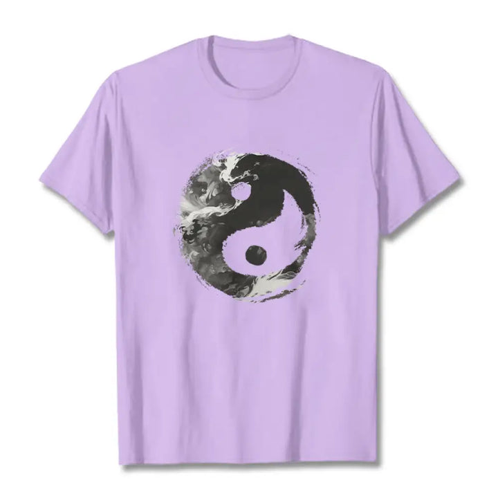 Buddha Stones Yin Yang Cotton Tee T-shirt - Plum / S - T-Shirts