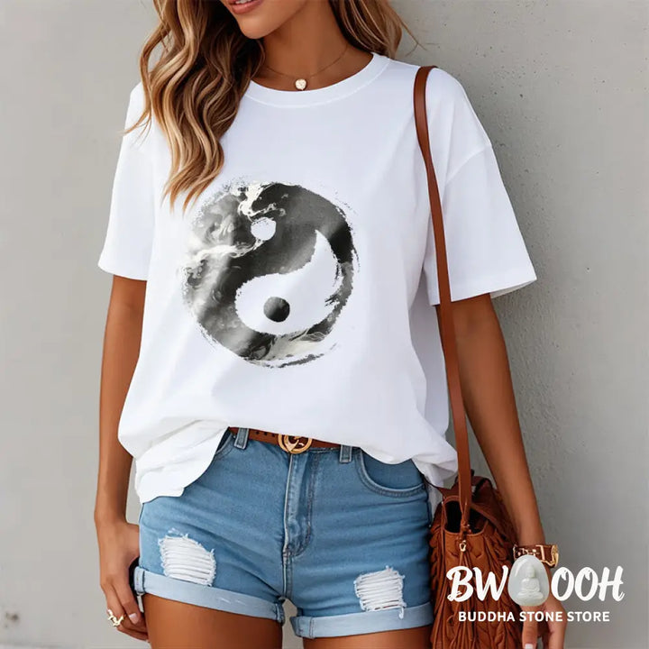 Buddha Stones Yin Yang Cotton Tee T-shirt - T-Shirts