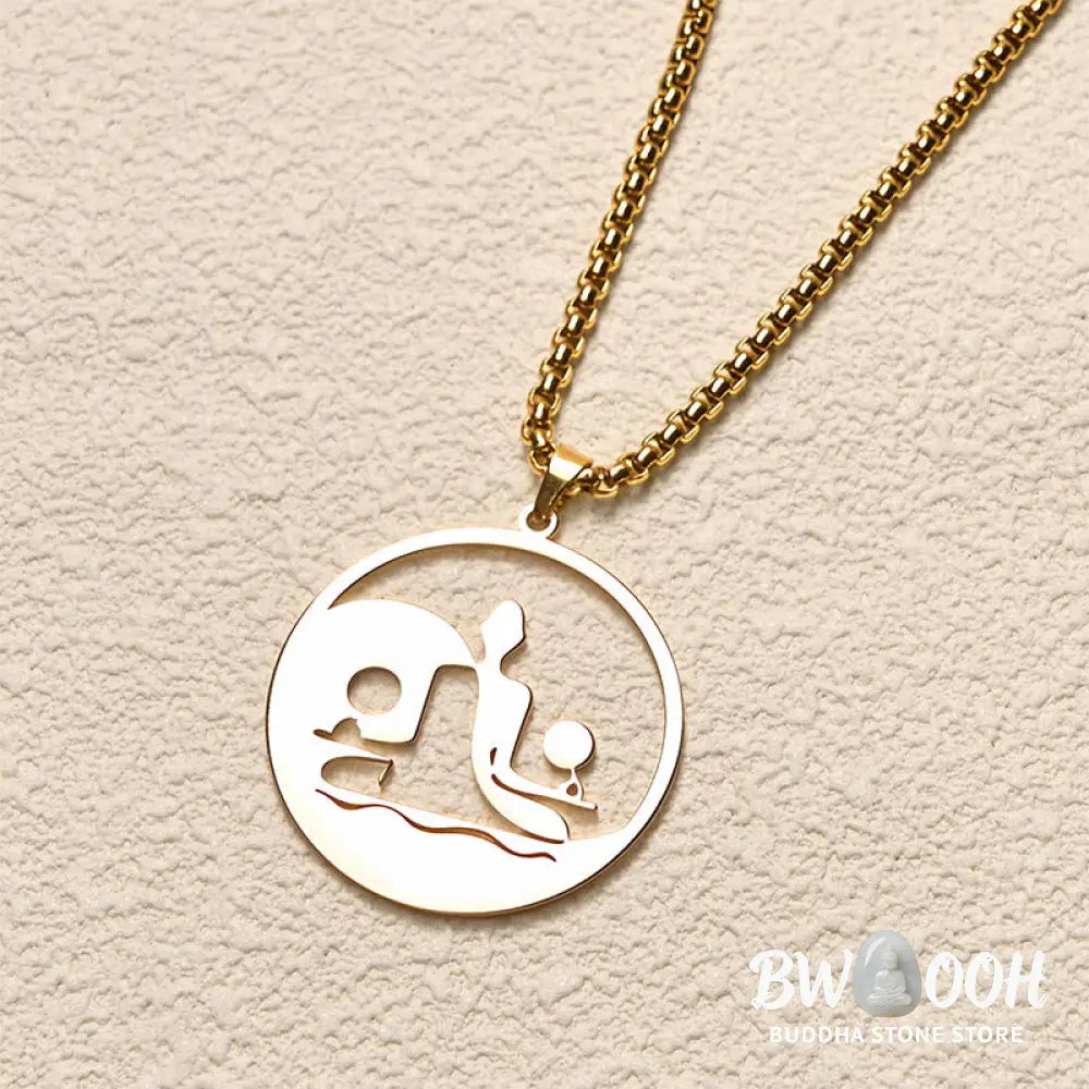 Buddha Stones Yin Yang Buddha Figure Hollow Design Stainless Steel Balance Necklace Pendant - BWOOOH - Necklaces &amp;