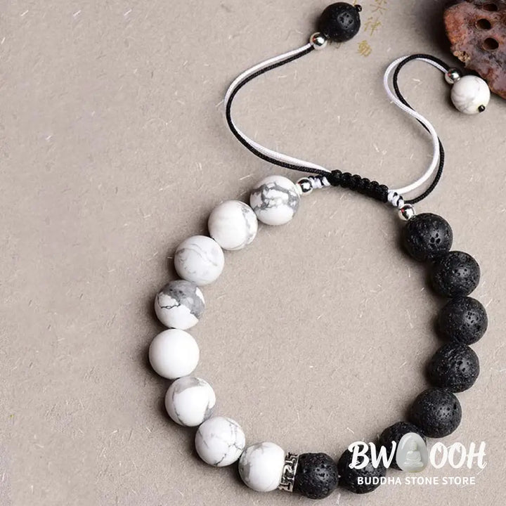 Buddha Stones Yin Yang Lava Stone Protection Bracelet - BWOOOH - Bracelet