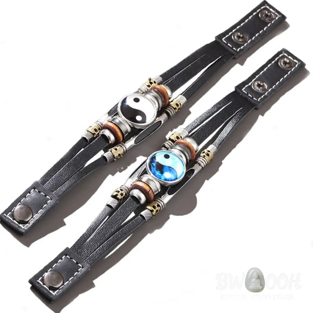 BWOOOH Yin Yang Leather Balance Bracelet | natural stone spiritual bracelet for healing and mindful living