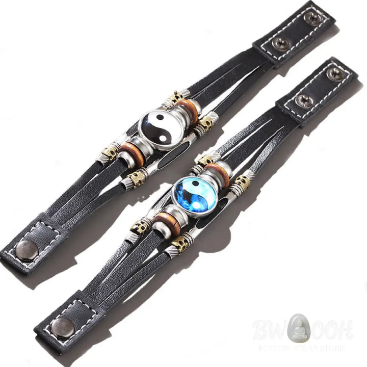 BWOOOH Yin Yang Leather Balance Bracelet | natural stone spiritual bracelet for healing and mindful living