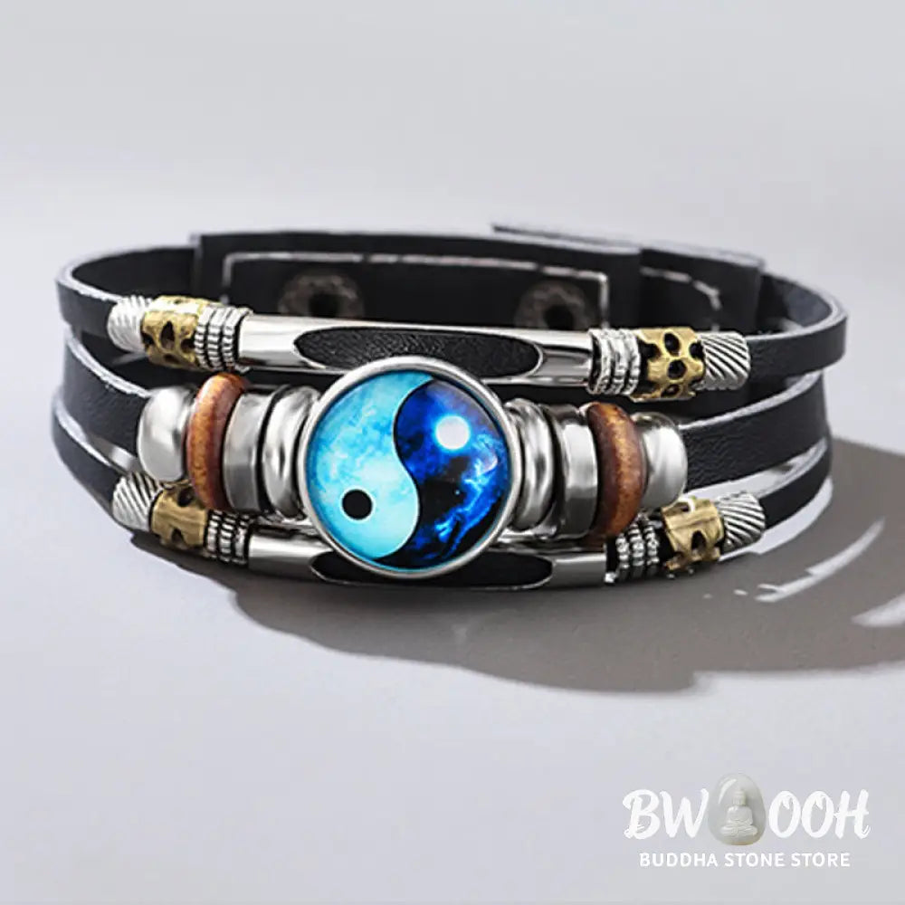 BWOOOH Yin Yang Leather Balance Bracelet | natural stone spiritual bracelet for healing and mindful living