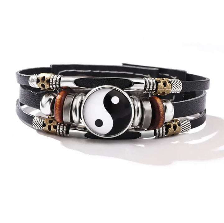 BWOOOH Yin Yang Leather Balance Bracelet | natural stone spiritual bracelet for healing and mindful living