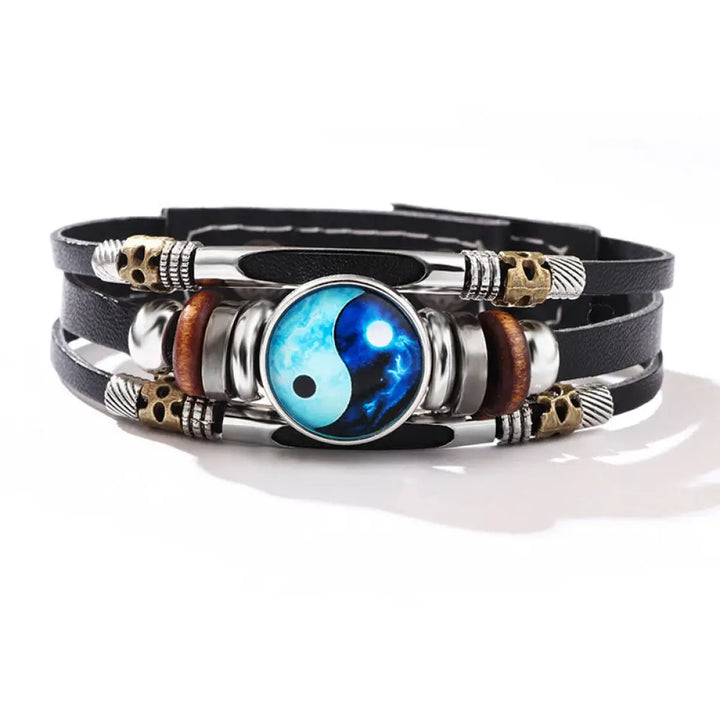 BWOOOH Yin Yang Leather Balance Bracelet | natural stone spiritual bracelet for healing and mindful living
