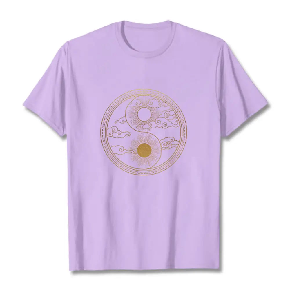 Buddha Stones Yin Yang Sun Auspicious Clouds Tee T-shirt - Plum / S - T-Shirts