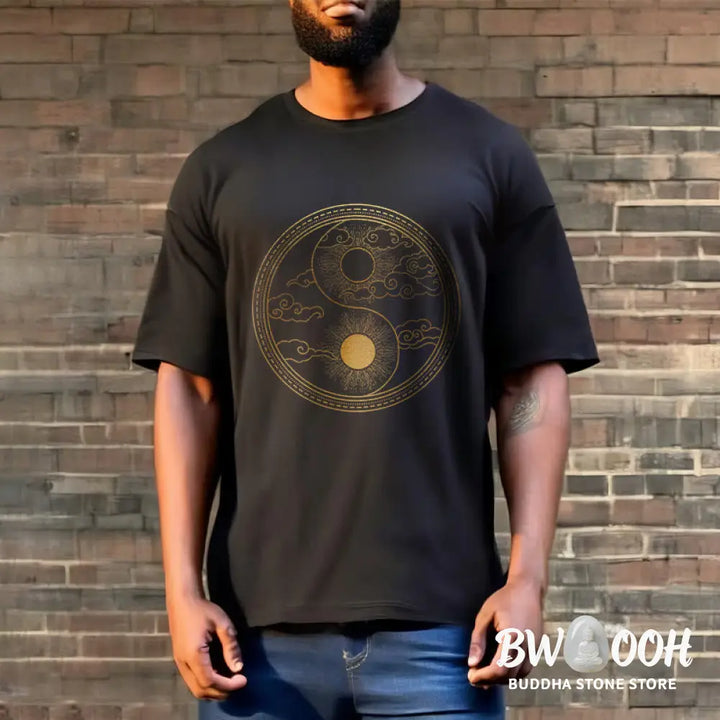 Buddha Stones Yin Yang Sun Auspicious Clouds Tee T-shirt - T-Shirts