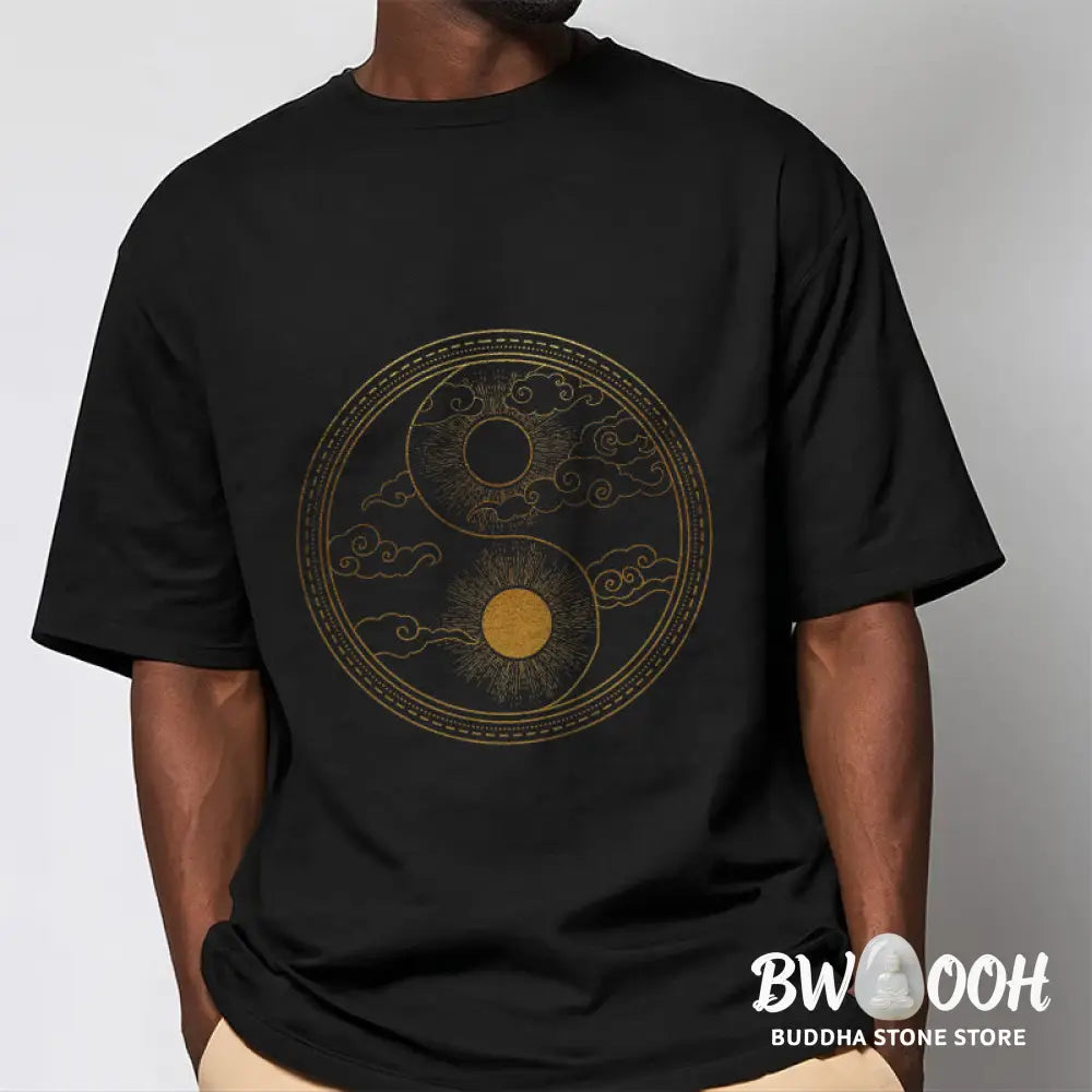 Buddha Stones Yin Yang Sun Auspicious Clouds Tee T-shirt - T-Shirts