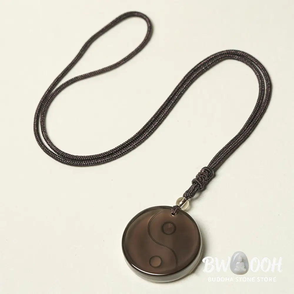 Buddha Stones Yin Yang Symbol Ice Obsidian Positive Necklace Pendant - BWOOOH - Ice Obsidian(Diameter: 36mm)