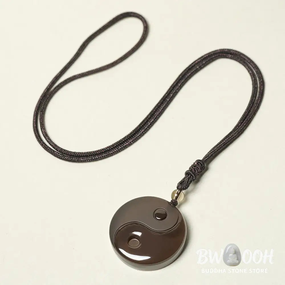 Buddha Stones Yin Yang Symbol Ice Obsidian Positive Necklace Pendant - BWOOOH - Ice Obsidian(Diameter: 36mm)