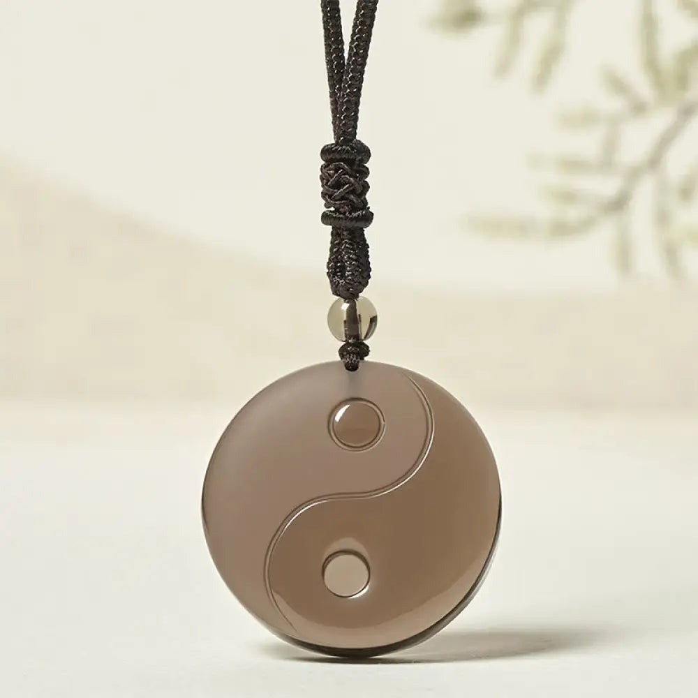 Buddha Stones Yin Yang Symbol Ice Obsidian Positive Necklace Pendant - BWOOOH - Ice Obsidian(Diameter: 36mm)