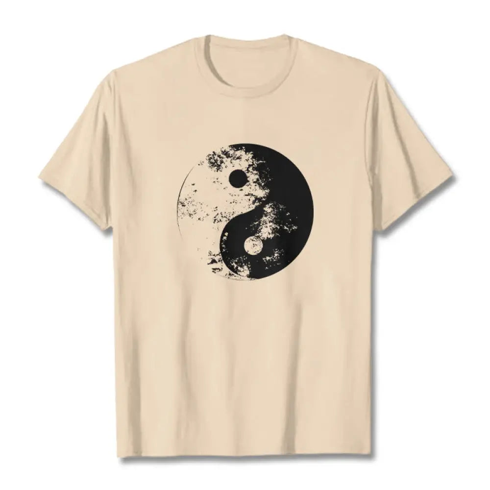 Buddha Stones Yin Yang Tai Chi Pattern Cotton Tee T-shirt - Bisque / S - T-Shirts