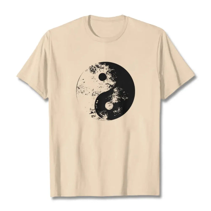 Buddha Stones Yin Yang Tai Chi Pattern Cotton Tee T-shirt - Bisque / S - T-Shirts