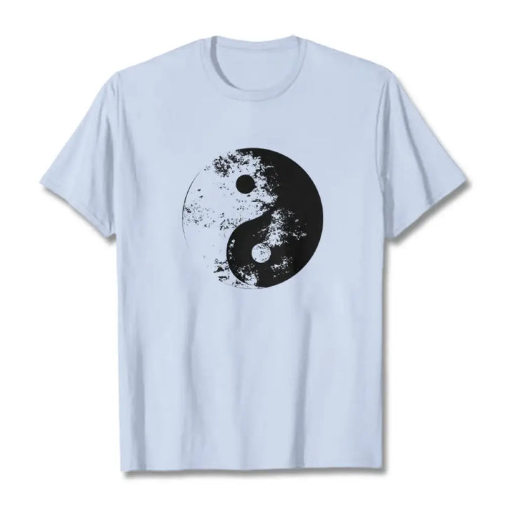 Buddha Stones Yin Yang Tai Chi Pattern Cotton Tee T-shirt - LightCyan / S - T-Shirts